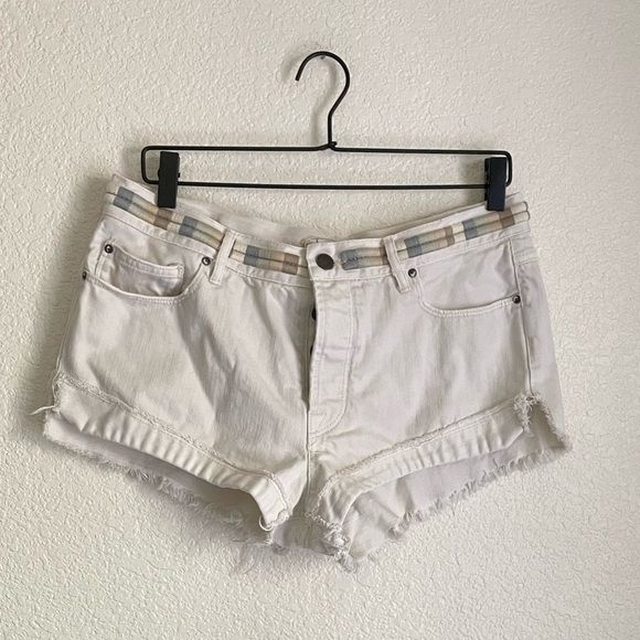 Free People Eliot Embroidered Denim Shorts 29 Ivory - Picture 3 of 9